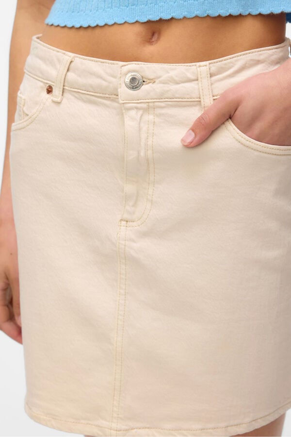 Vero Moda Falda corta vaquera Beige