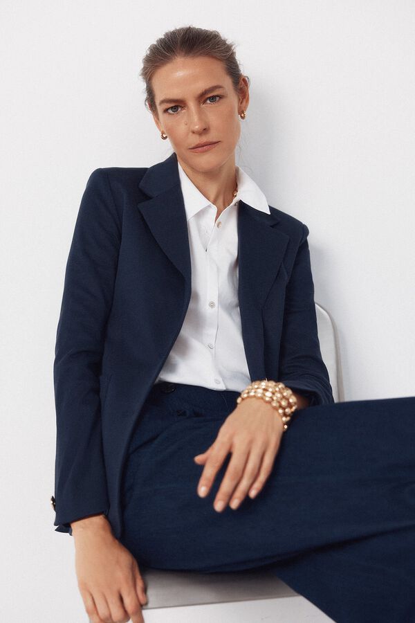 Cortefiel Blazer de punto piqu&eacute; Azul marino