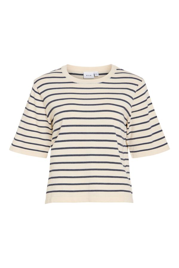 Vila Top de malha com manga curta 2/4 em viscose Tostado