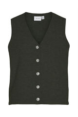 Vila Chaleco de punto con botones joya Verde oscuro