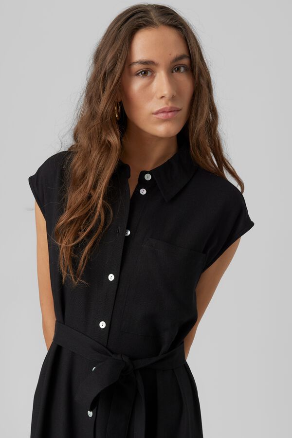 Vero Moda Vestido 7/8 camisero Black