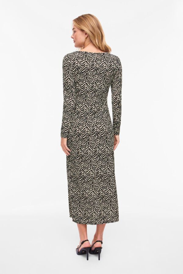 Vila Vestido midi estampado de manga larga Estampado gris