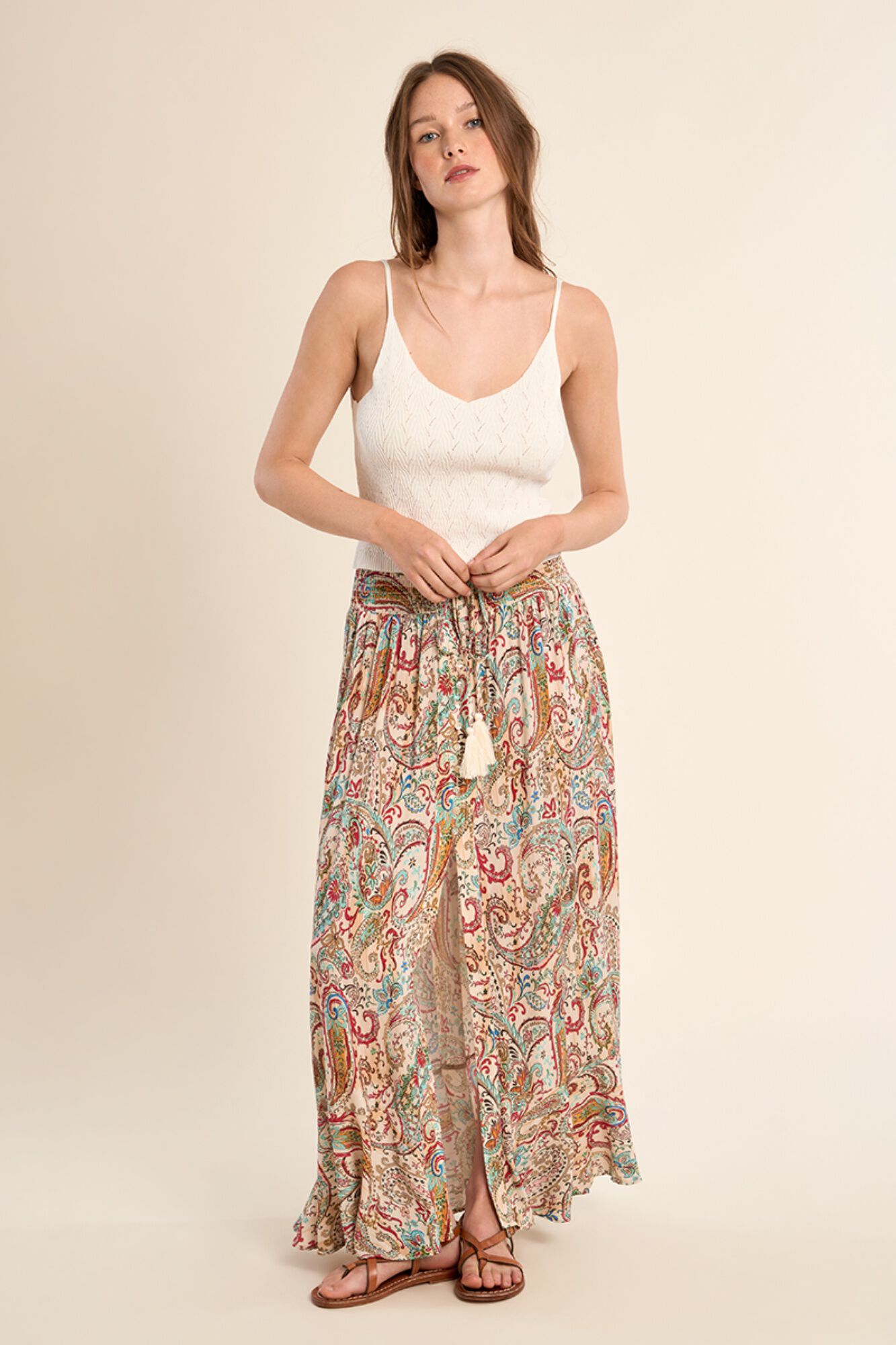 Molly Bracken Saia comprida estampada com la&ccedil;ada