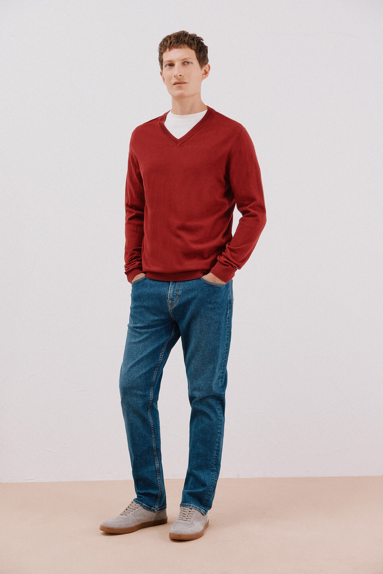 Cortefiel Jersey algod&oacute;n cashmere cuello pico