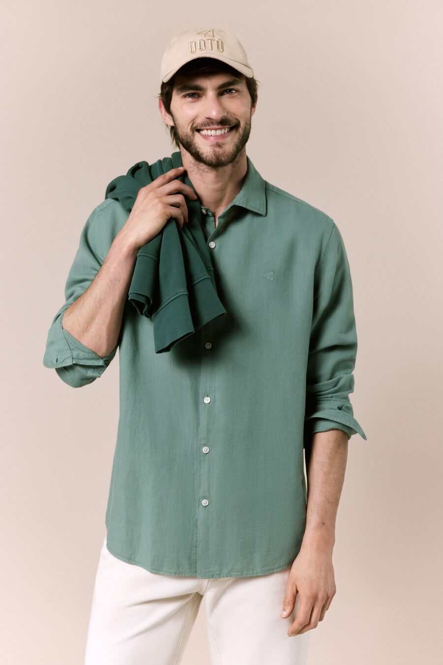 Camisa algodón lino manga larga