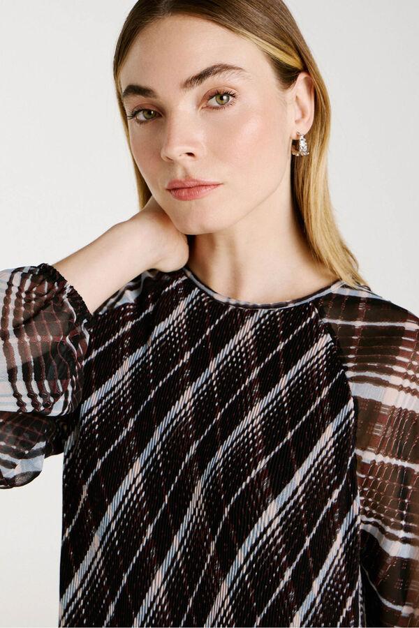 Vila Vestido corto de gasa plisado Black