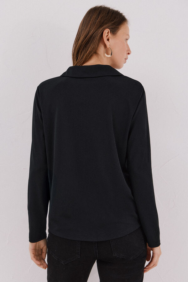 Cortefiel Camiseta cuello polo Negro