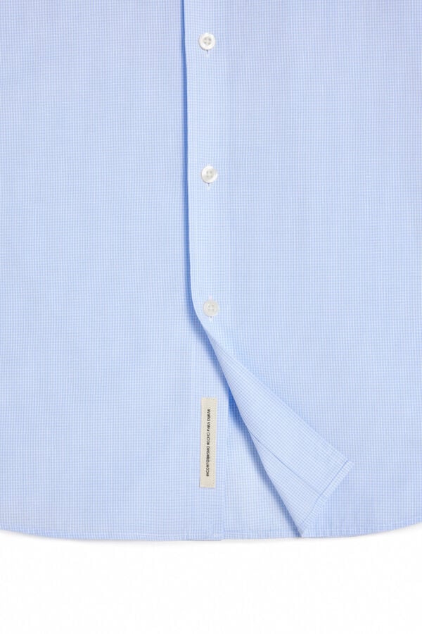 Cortefiel Camisa cuadro vichy manga larga Azul
