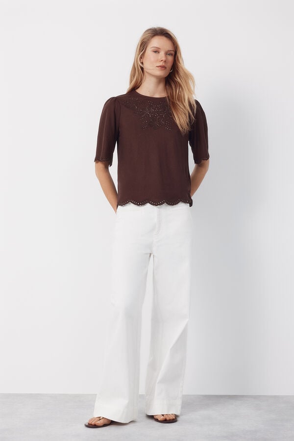 Cortefiel Pantalones Piping Marfil