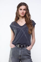 Slowlove Camiseta tachas Gris