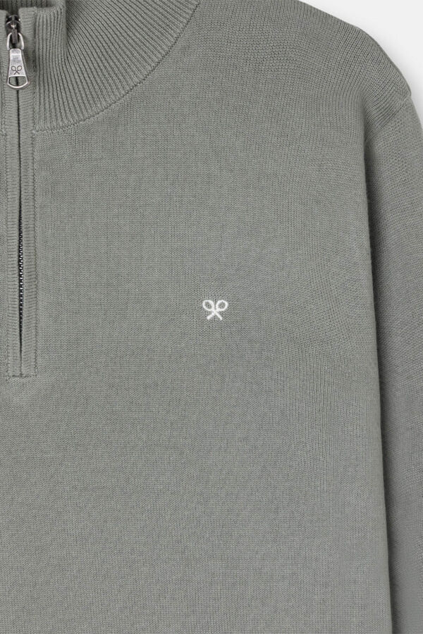 Silbon Jersey liso media cremallera Kaki