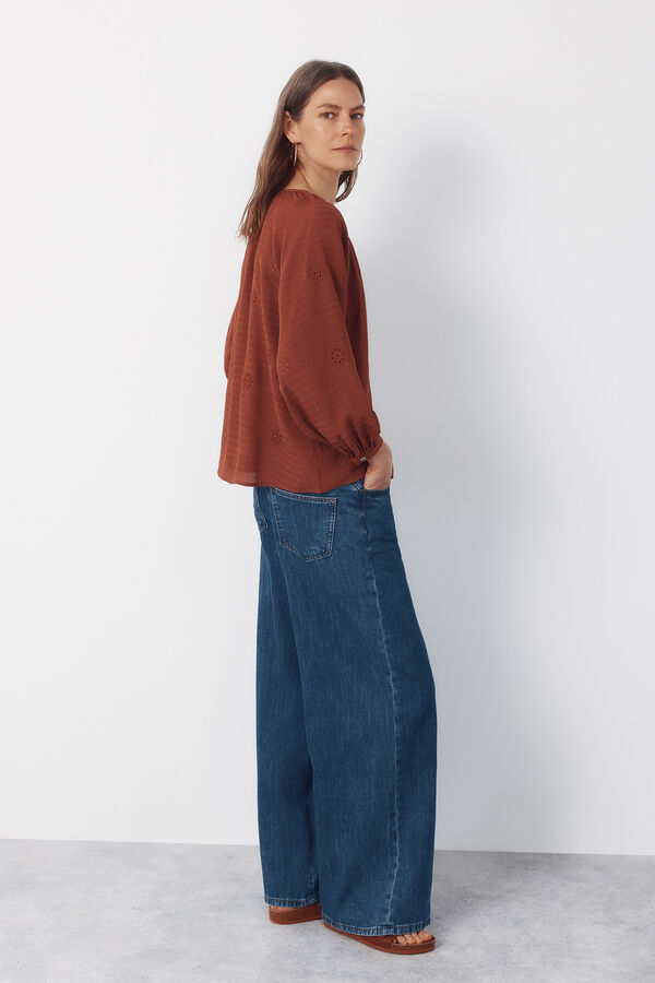 Cortefiel Blusa bordada Laranja
