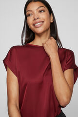 Vila Top de manga corta satinado Granate