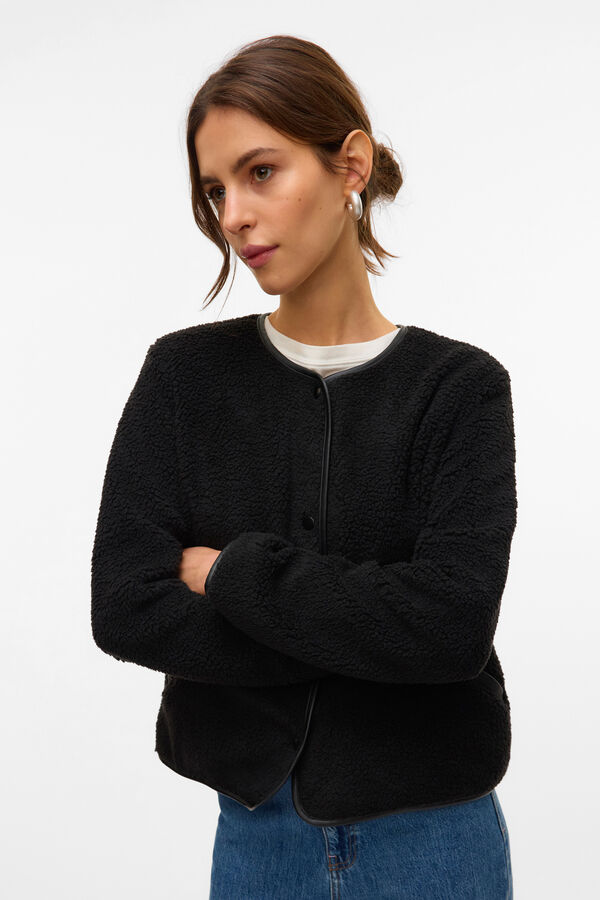 Vero Moda Chaqueta corta borrego Black