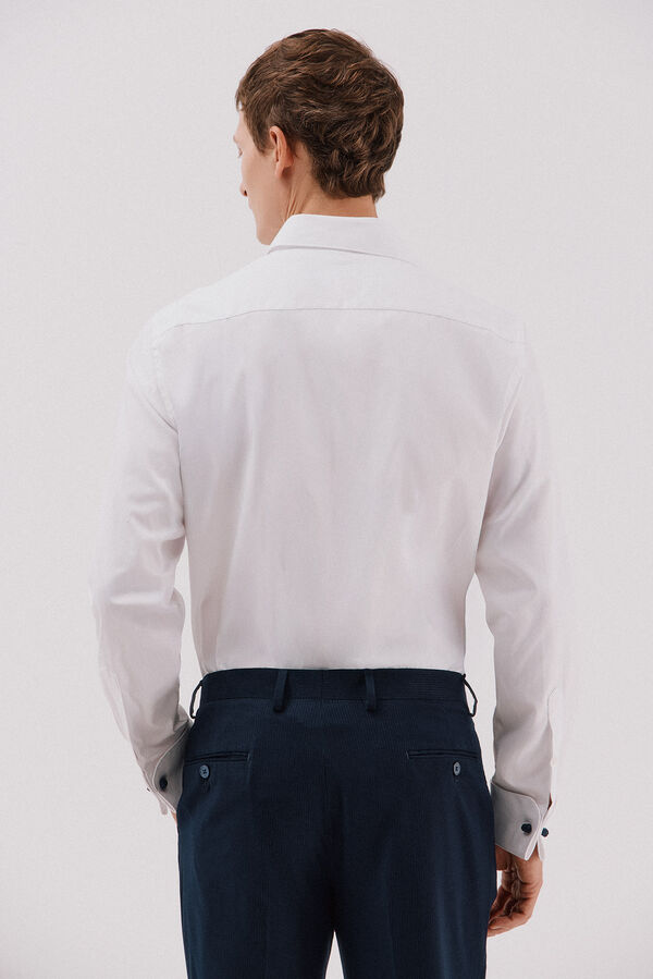 Cortefiel Camisa gemelos lisa f&aacute;cil plancha Blanco