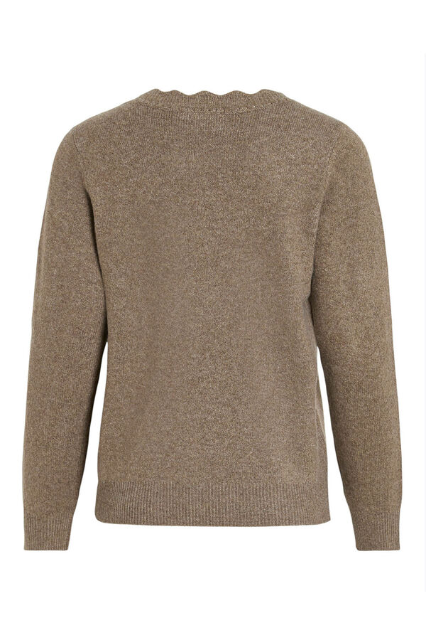 Vila Jersey de punto con cuello pico Marr&oacute;n