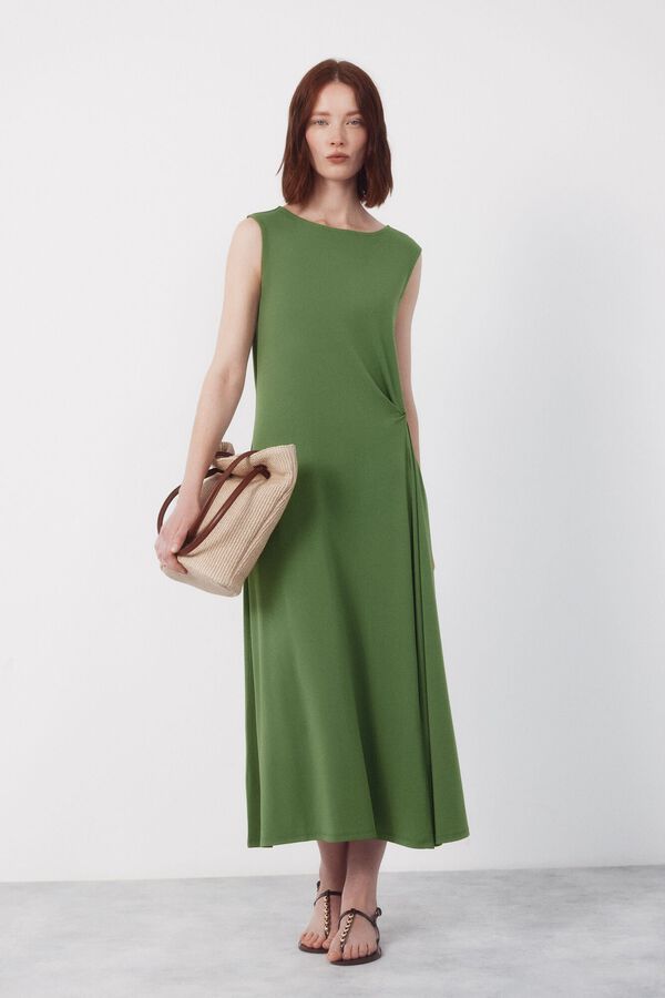 Cortefiel Vestido nudo lateral Verde