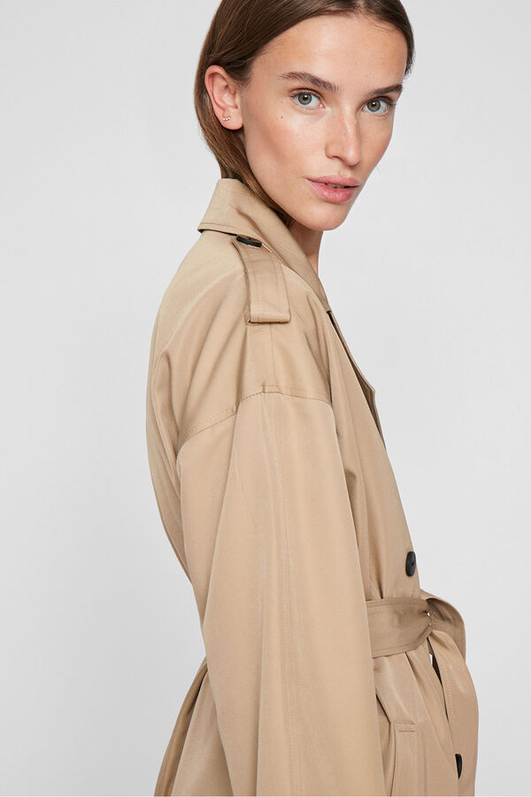Vila Long knotted trench coat Beige