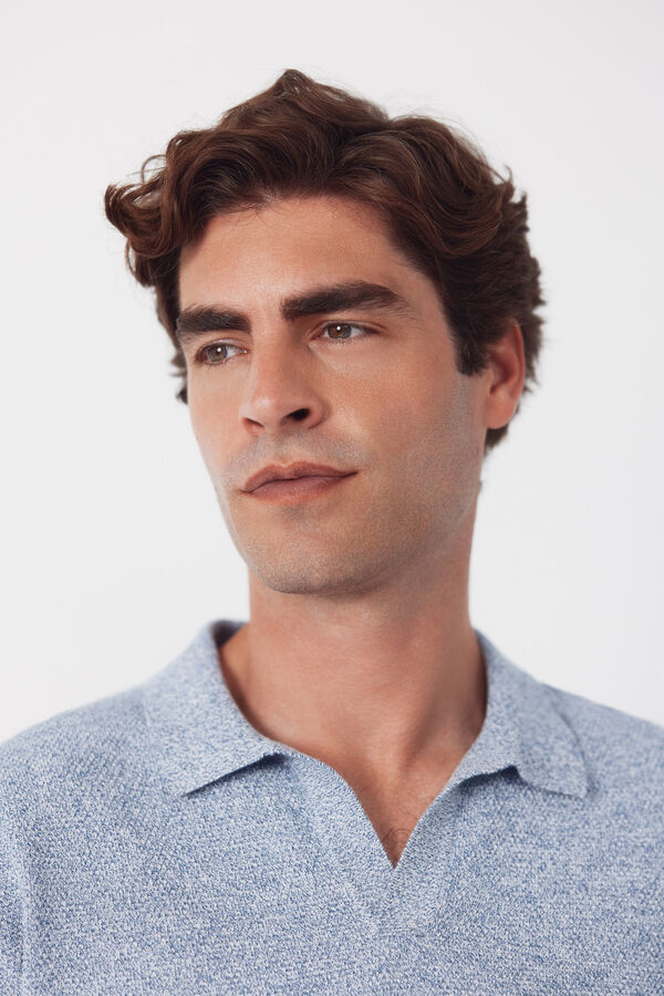 Cortefiel Jersey polo manga larga torzal Blue