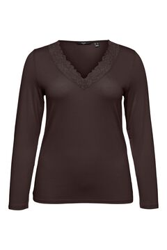 Vero Moda Curve Top cuello pico con encaje en cuello
