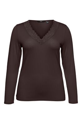 Top cuello pico con encaje en cuello
