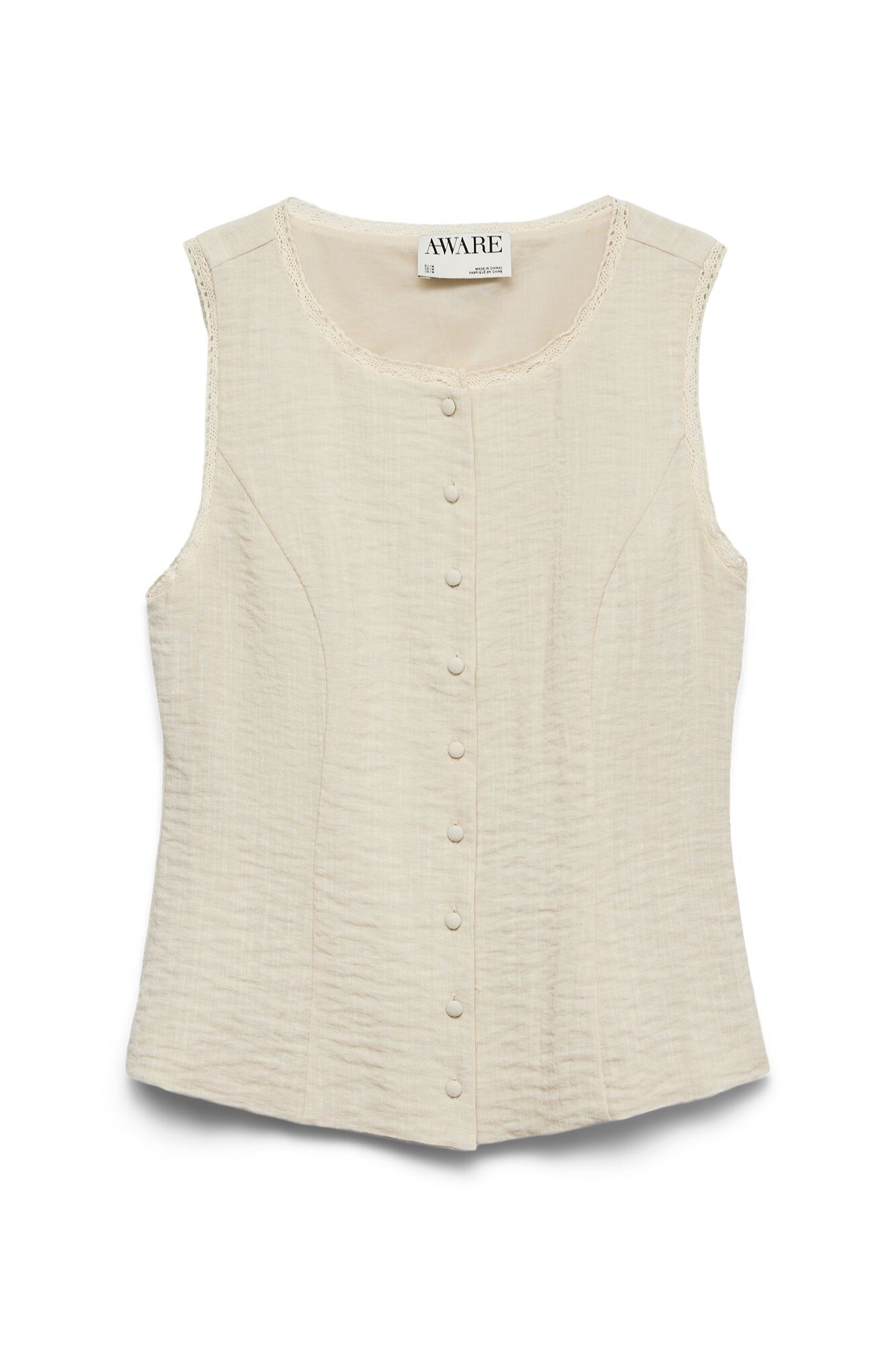Vero Moda Top sem mangas abotoado
