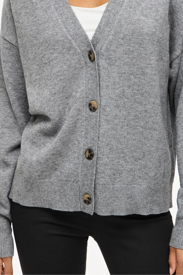 Vila Casaco de malha de malha com bot&otilde;es e viscose Cinzento