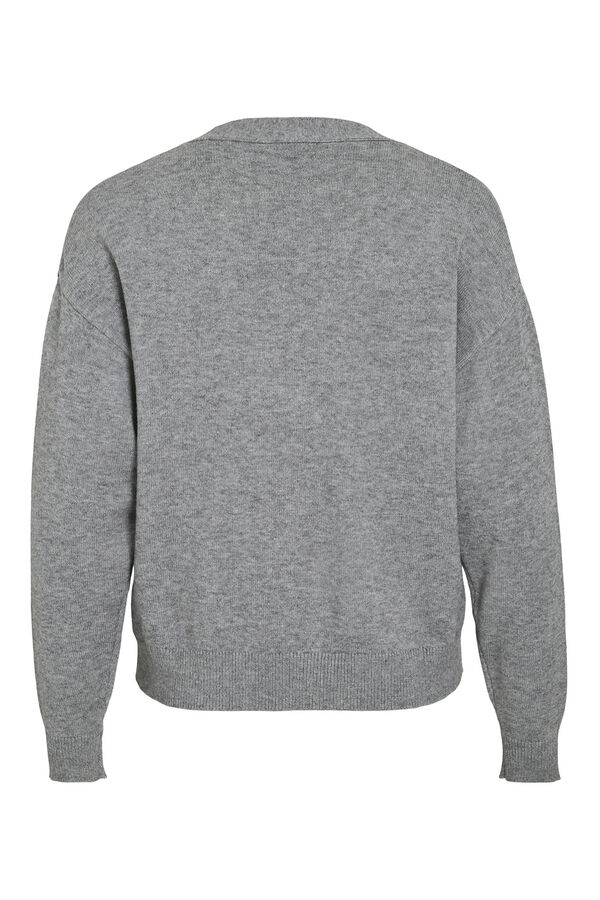 Vila Casaco de malha de malha com bot&otilde;es e viscose Cinzento