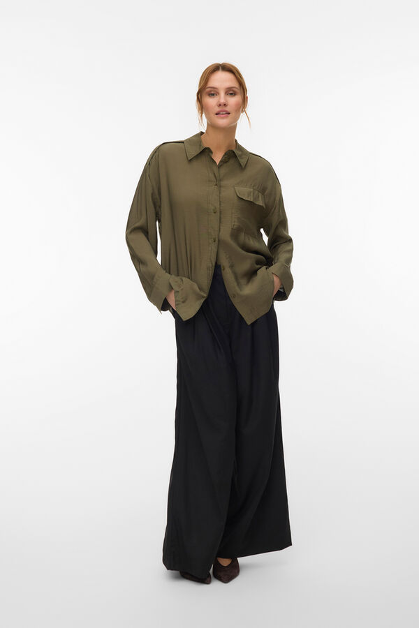 Vero Moda Camisa safari manga larga Verde