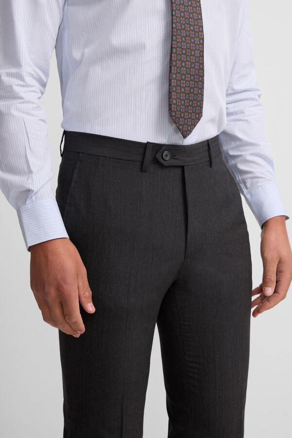 Silbon Calça clássicas de terno em espinha de espiga Cinzento