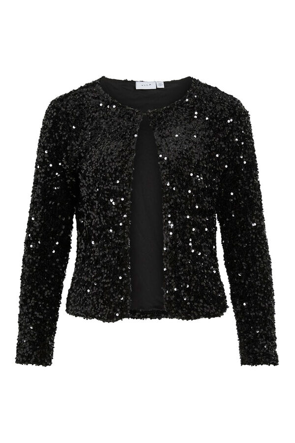 Vila Casaco curta de lantejoulas Preto