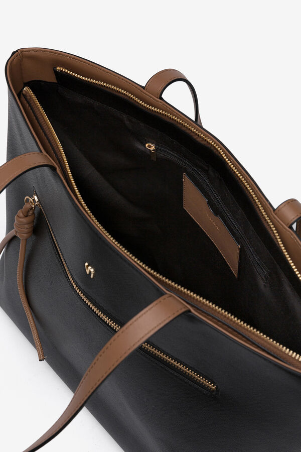 Vilanova Mala tote bag com efeito de couro bicolor Preto