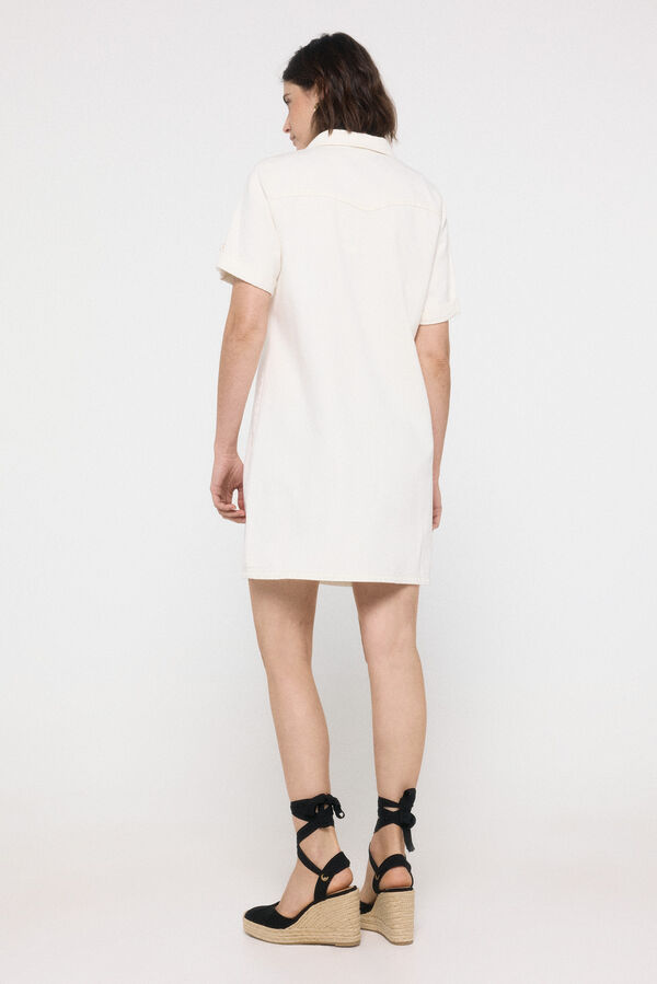 Vero Moda Vestido corto de manga corta denim Blanco