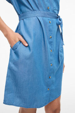 Vila Vestido corto camisero vaquero de Tencel