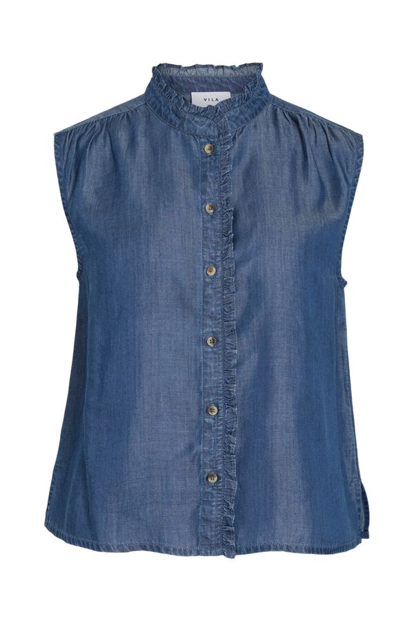 Vila Blusa sin mangas de tencel Azul