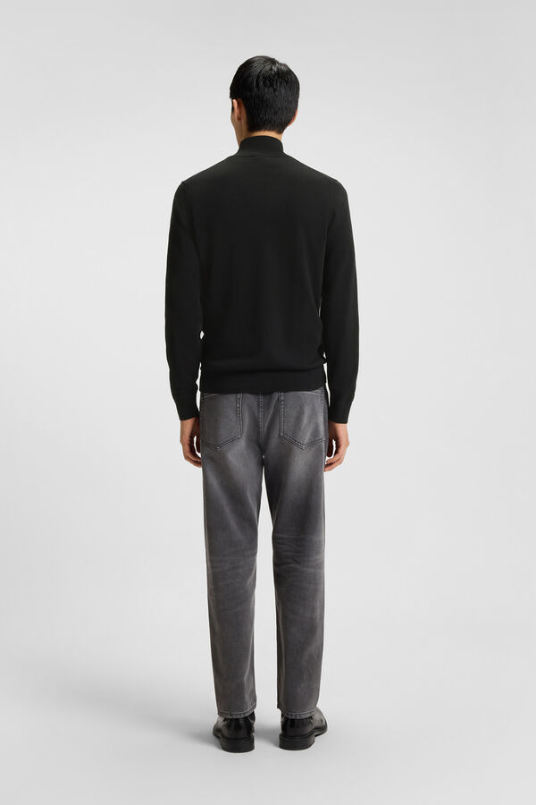 HUGO Camisola com fecho-&eacute;clair Preto