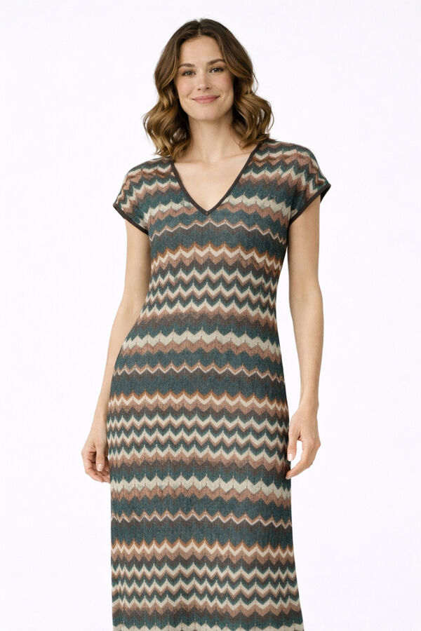 Vila Vestido midi de punto pointelle con viscosa Multicolor