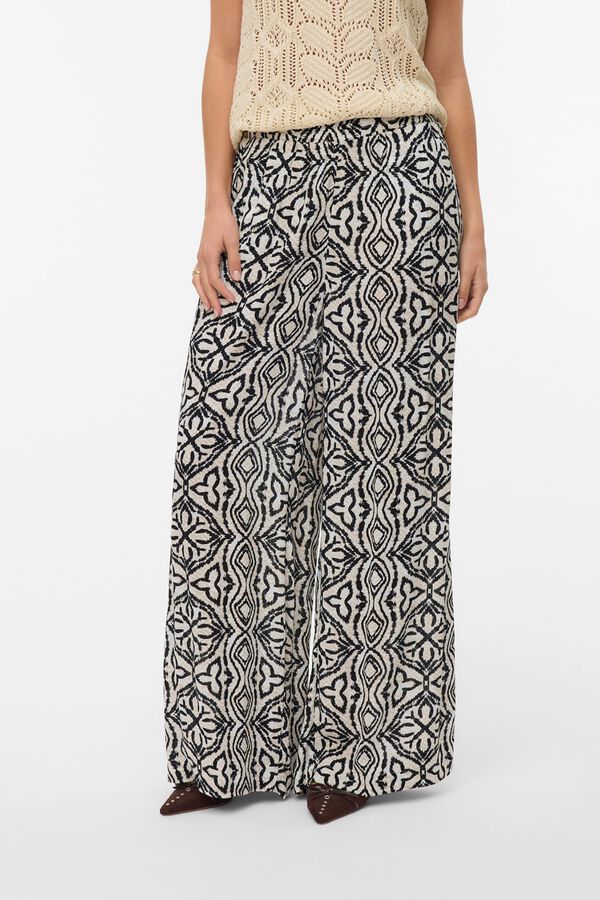 Vero Moda Pantal&oacute;n fluido con cintura el&aacute;stica Gris