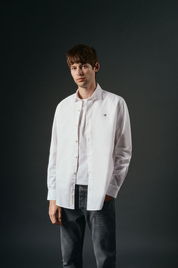 OOTO Camisa oxford liso Blanco
