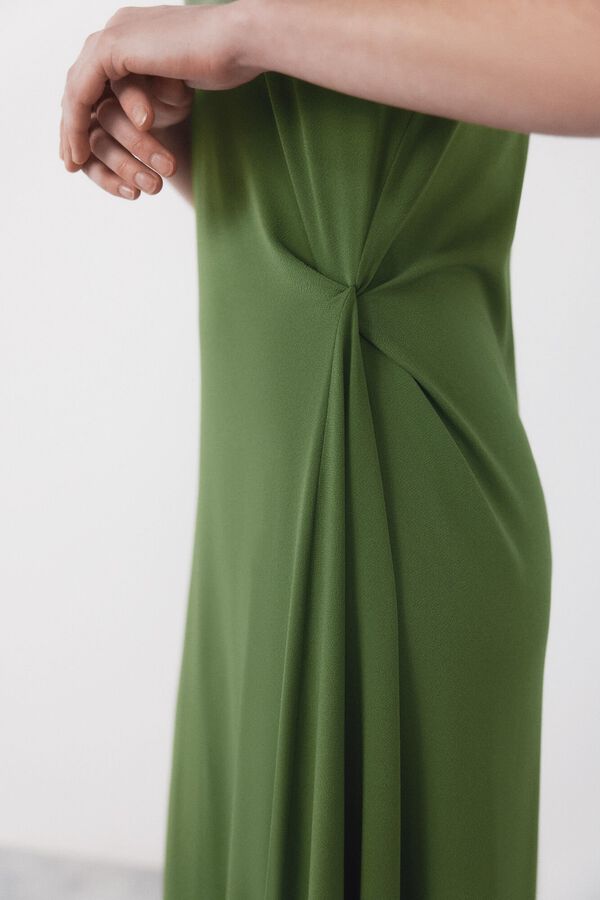 Cortefiel Vestido nudo lateral Verde