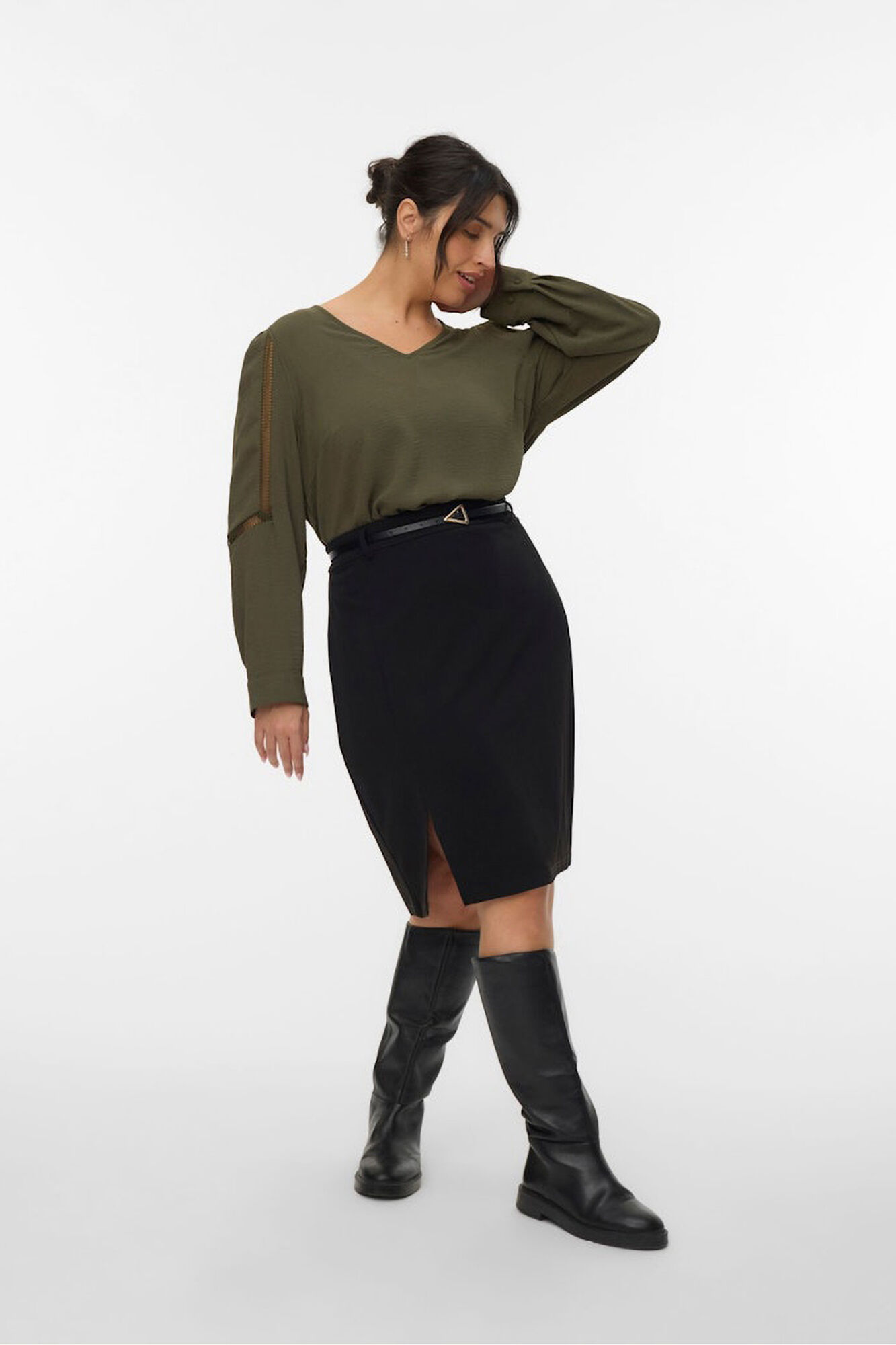 Vero Moda Curve Saia curta com cinto, tamanho grande, l 