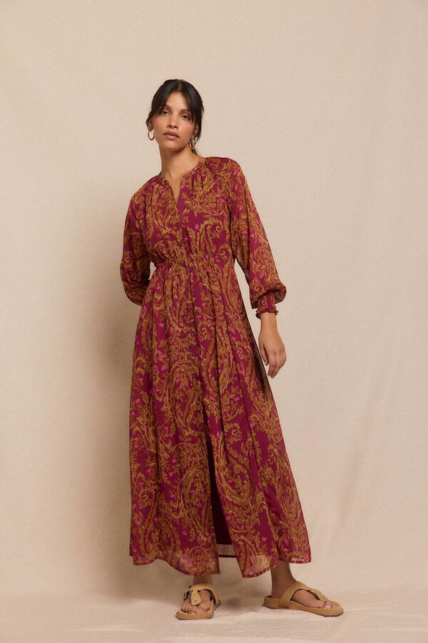 Slowlove Vestido estampado fluido Estampado rojo