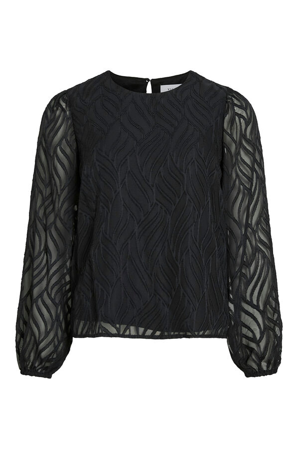 Vila Blusa de manga comprida com gola redonda Preto