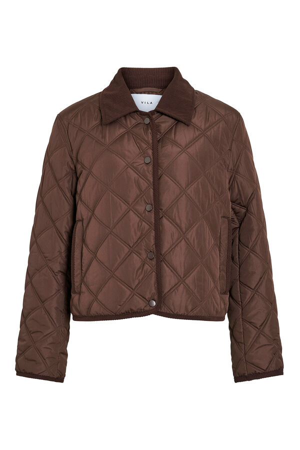 Vila Sobretudo acolchoado acolchoado com gola de veludo cotel&ecirc; Castanho