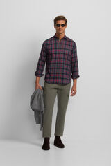 Silbon Camisa sport cuadro tartan bicolor Azul marino