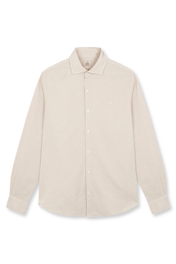 OOTO Camisa algod&oacute;n lino manga larga Beige