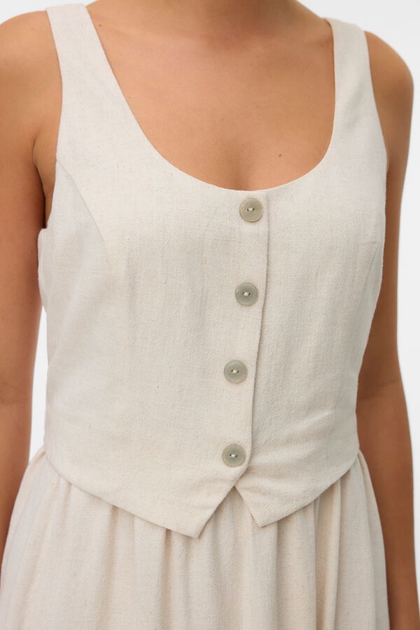 Vero Moda Vestido corto tejido lino Beige