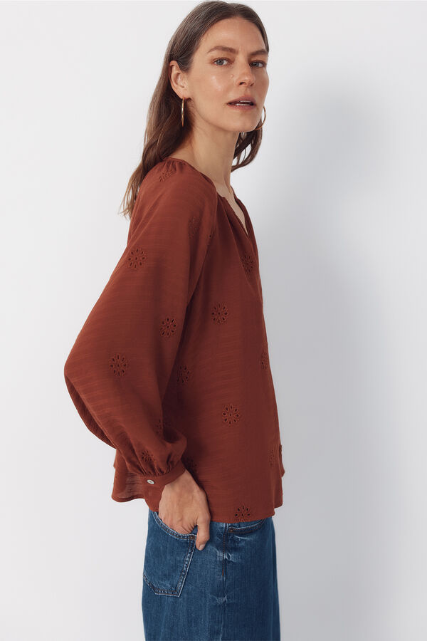 Cortefiel Blusa bordada Laranja
