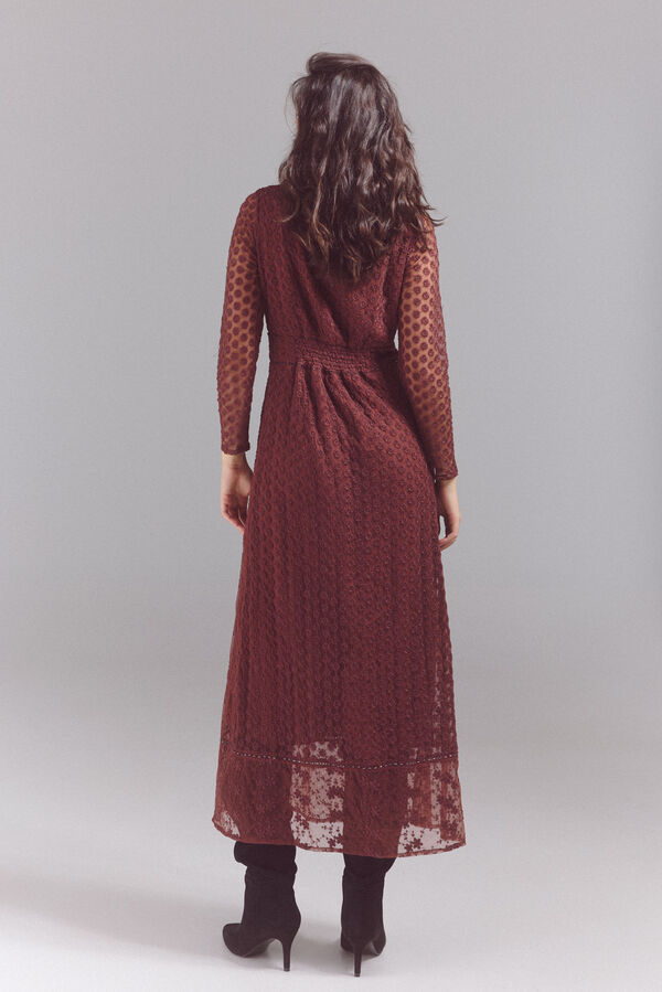 Slowlove Vestido largo de tul Marr&oacute;n