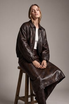 Vero Moda Cazadora bomber de piel